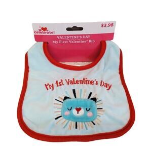 My First Valentines Day Bib Baby Bib My First Valentine Bib in Blue